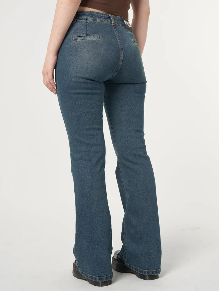Women Minga London Bottoms Jade Overdye Front Pocket Flare Jeans