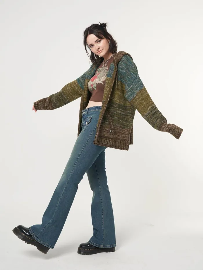 Women Minga London Bottoms Jade Overdye Front Pocket Flare Jeans