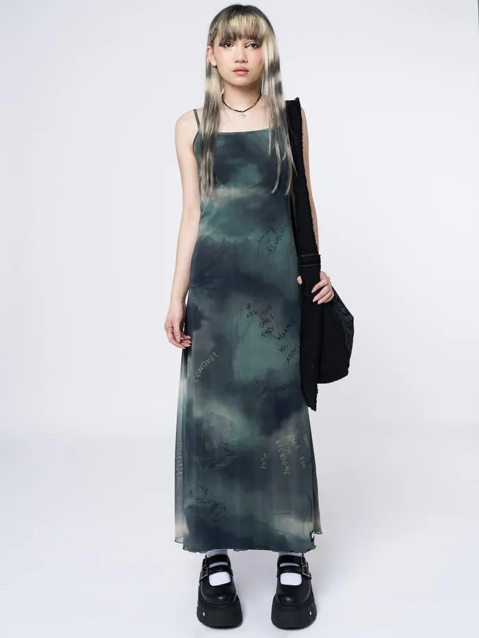 Women Minga London Dresses Eden Green Mesh Maxi Dress