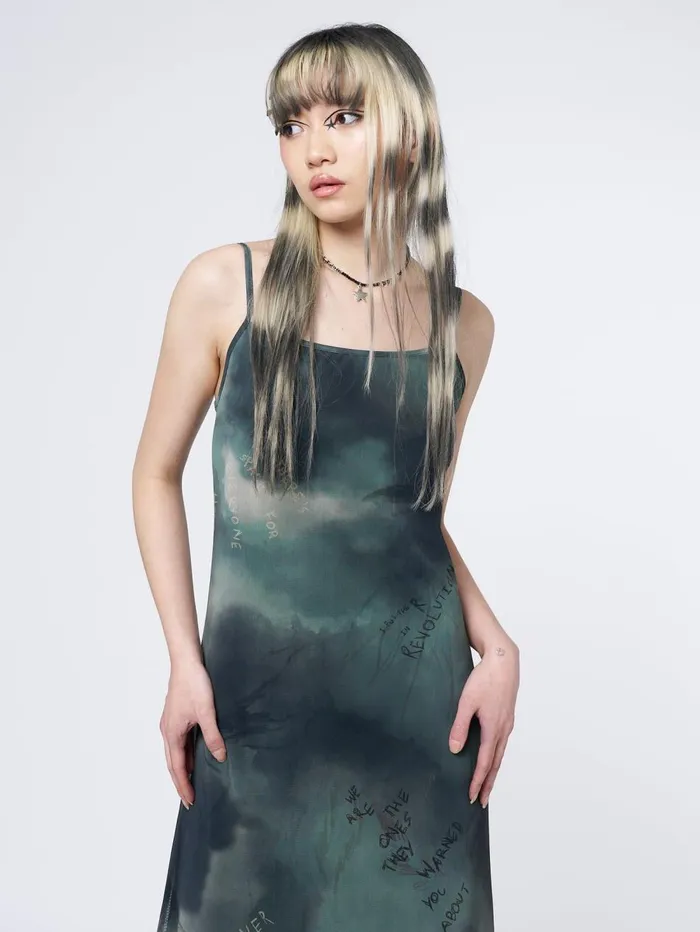 Women Minga London Dresses Eden Green Mesh Maxi Dress