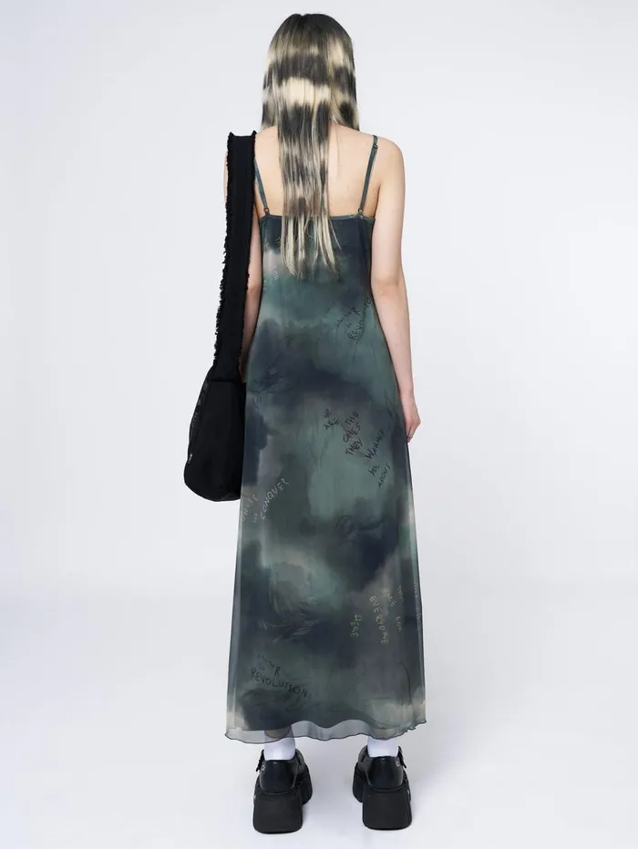 Women Minga London Dresses Eden Green Mesh Maxi Dress