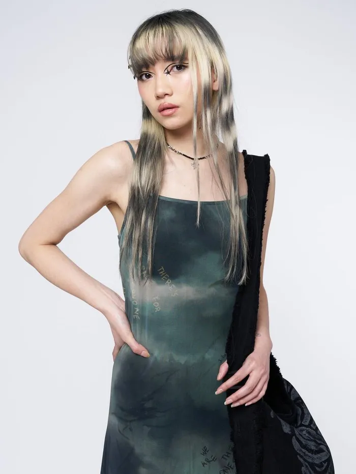 Women Minga London Dresses Eden Green Mesh Maxi Dress