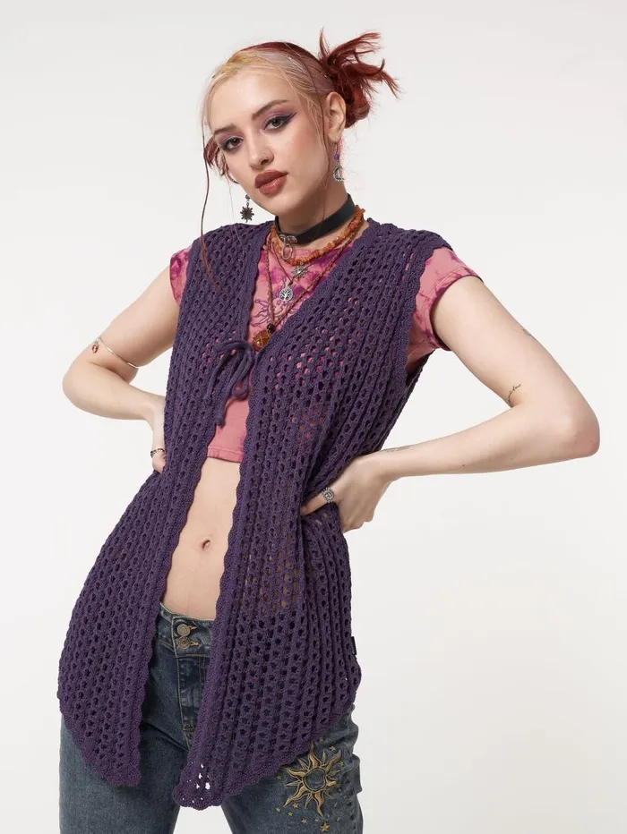 Women Minga London Jackets and Cardigans Elfie Tie Front Knit Sleveless Cardigan