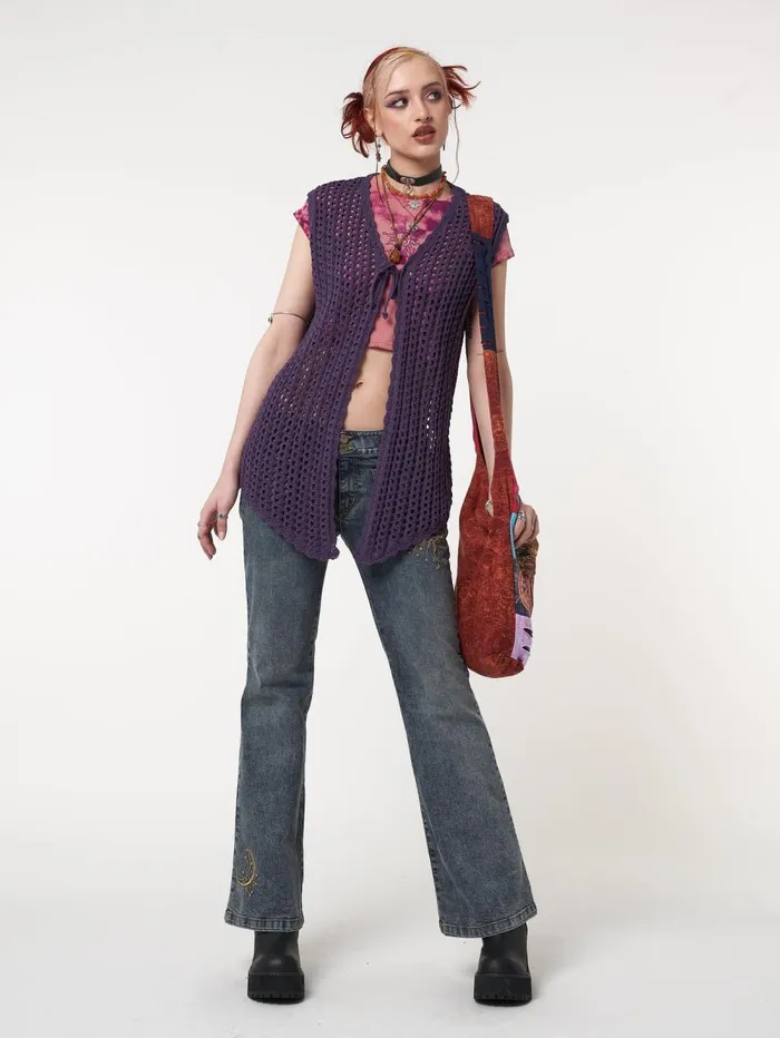 Women Minga London Jackets and Cardigans Elfie Tie Front Knit Sleveless Cardigan