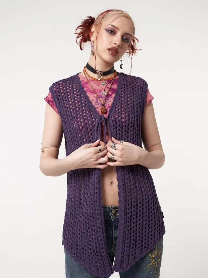 Women Minga London Jackets and Cardigans Elfie Tie Front Knit Sleveless Cardigan