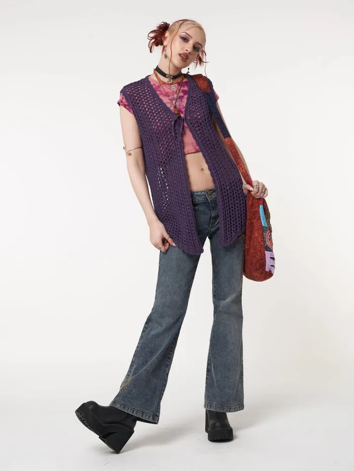Women Minga London Jackets and Cardigans Elfie Tie Front Knit Sleveless Cardigan