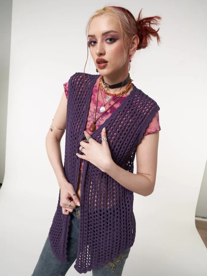 Women Minga London Jackets and Cardigans Elfie Tie Front Knit Sleveless Cardigan