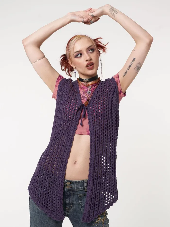 Women Minga London Jackets and Cardigans Elfie Tie Front Knit Sleveless Cardigan