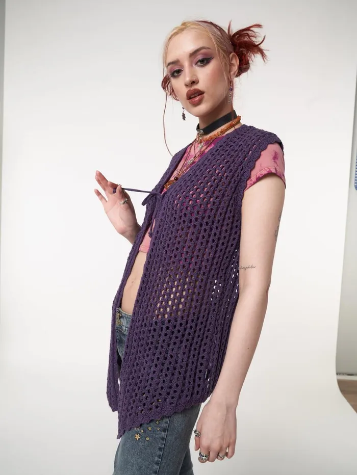 Women Minga London Jackets and Cardigans Elfie Tie Front Knit Sleveless Cardigan