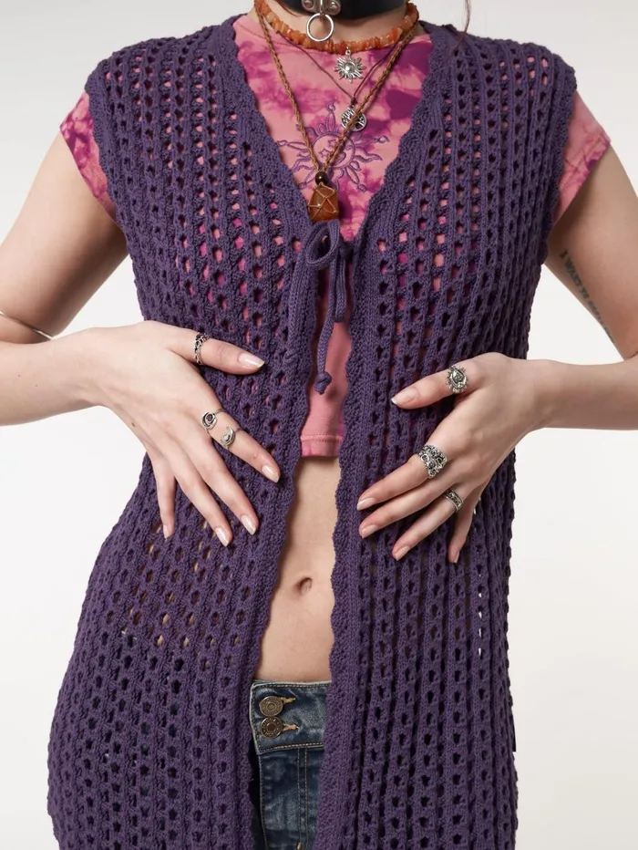 Women Minga London Jackets and Cardigans Elfie Tie Front Knit Sleveless Cardigan