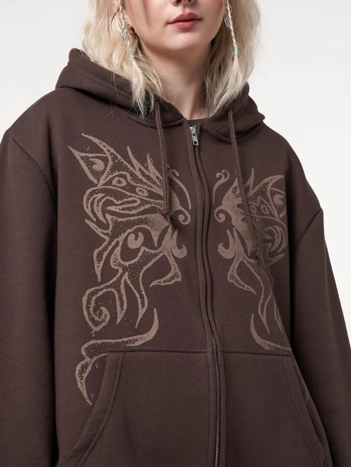 Women Minga London Jackets and Cardigans Fairy Wings Zip Up Hoodie