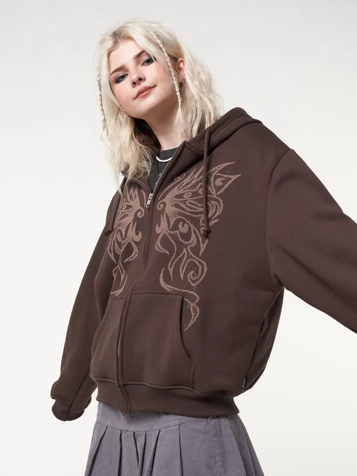 Women Minga London Jackets and Cardigans Fairy Wings Zip Up Hoodie