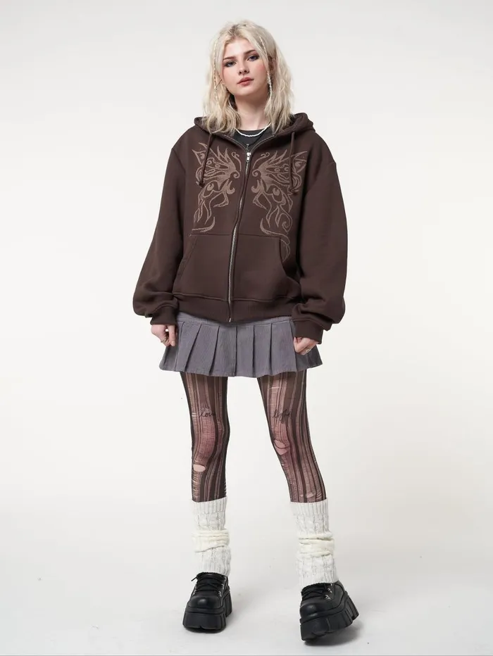 Women Minga London Jackets and Cardigans Fairy Wings Zip Up Hoodie