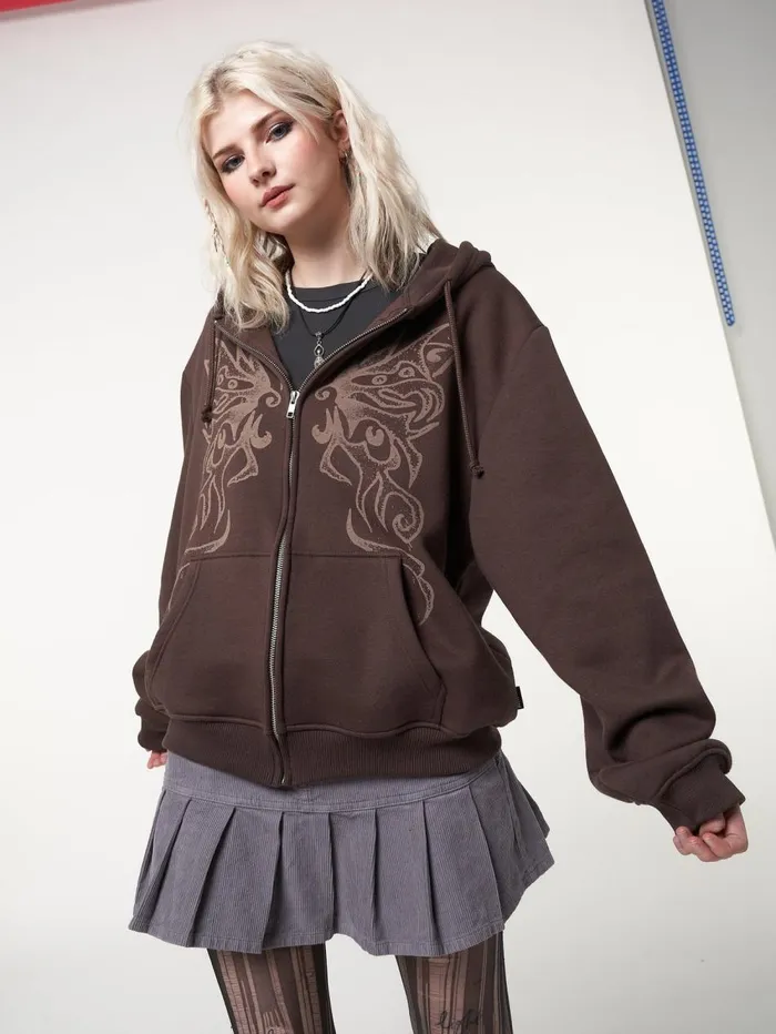 Women Minga London Jackets and Cardigans Fairy Wings Zip Up Hoodie