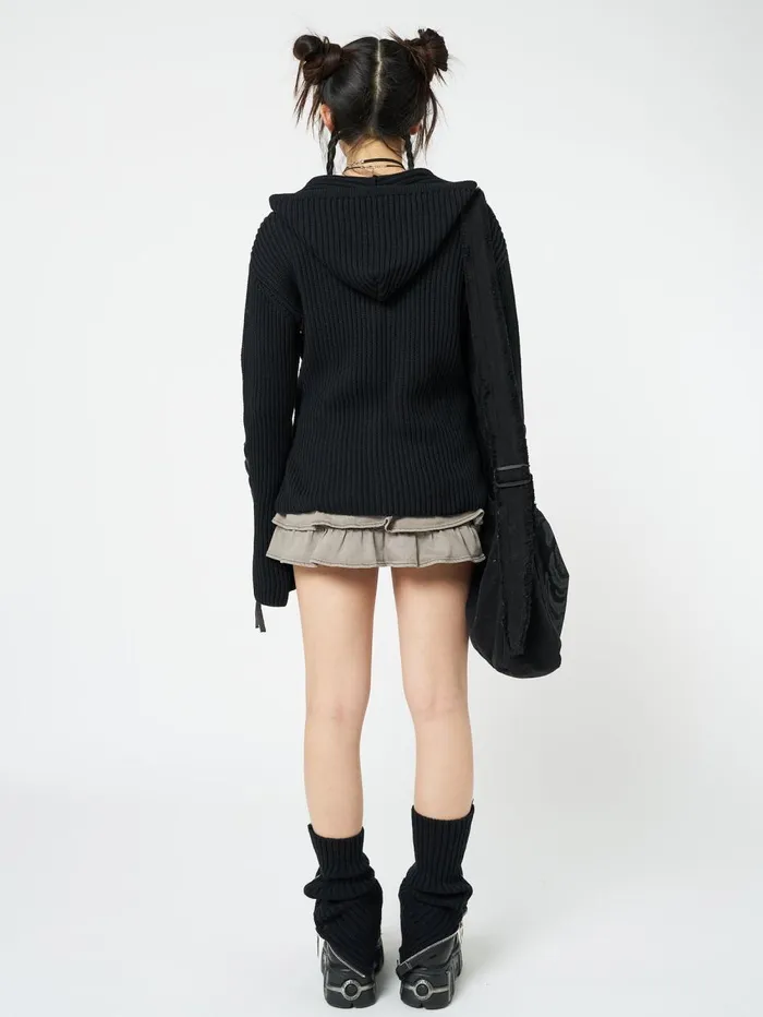 Women Minga London Jackets and Cardigans Nixie Black Lace Up Cardigan