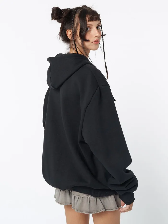 Women Minga London Jackets and Cardigans Skeleton Black Zip Up Hoodie
