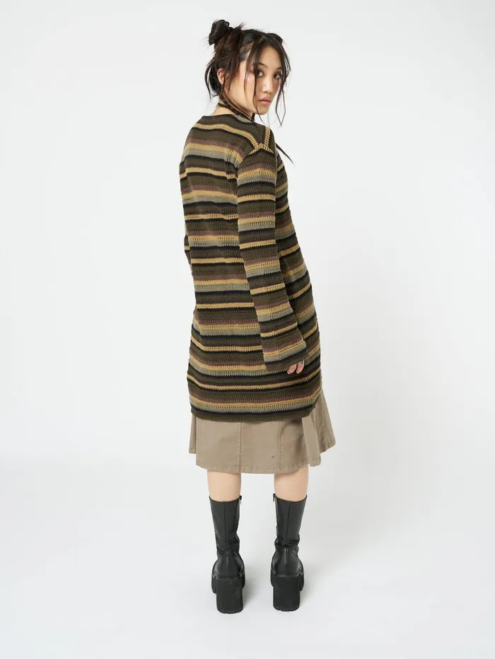 Women Minga London Knitwear Luna Forest Stripes Tie Front Knit Cardigan