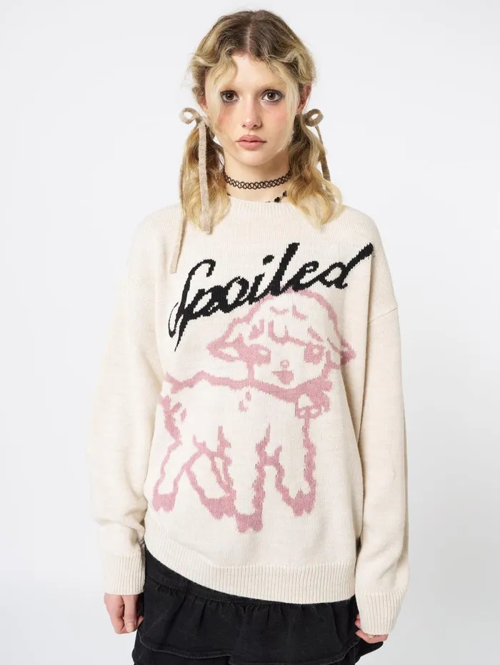 Women Minga London Knitwear Spoiled Sheep Graphic Knitted Sweater
