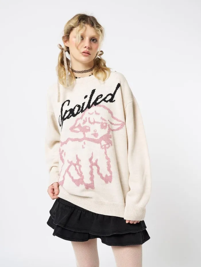 Women Minga London Knitwear Spoiled Sheep Graphic Knitted Sweater