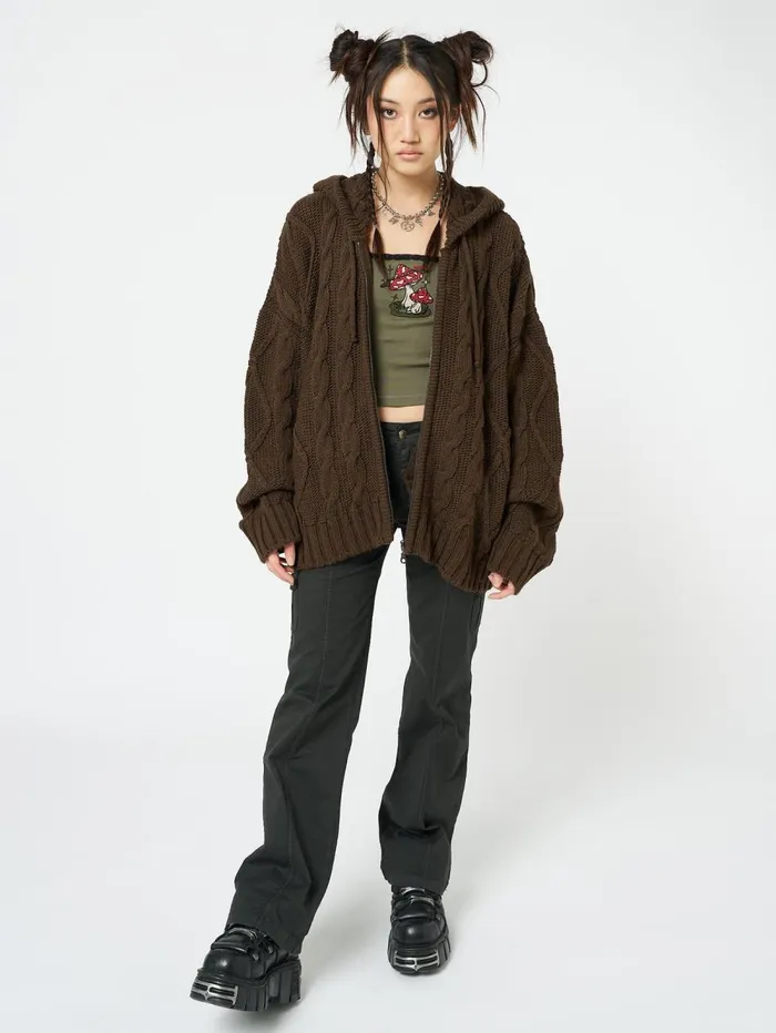 Women Minga London Sweaters and Hoodies Eli Brown Zip Up Cable Knit Cardigan