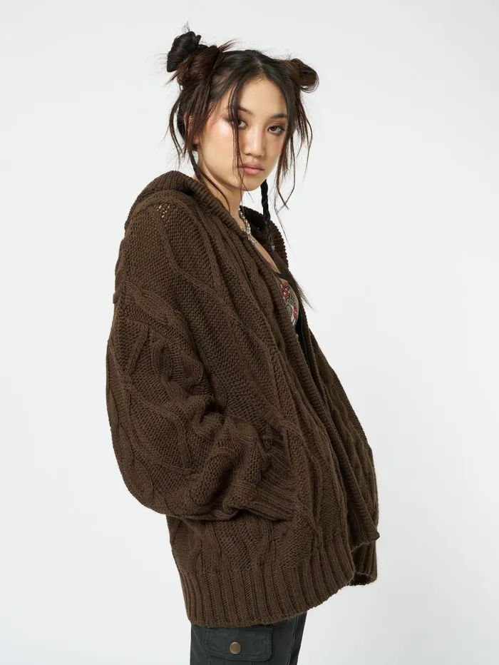 Women Minga London Sweaters and Hoodies Eli Brown Zip Up Cable Knit Cardigan