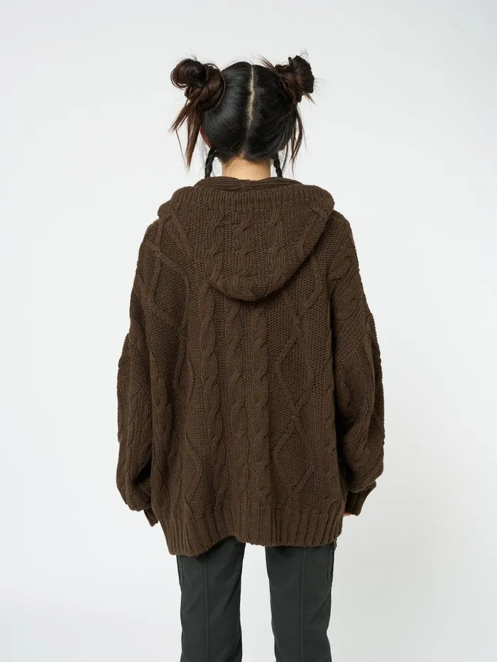 Women Minga London Sweaters and Hoodies Eli Brown Zip Up Cable Knit Cardigan