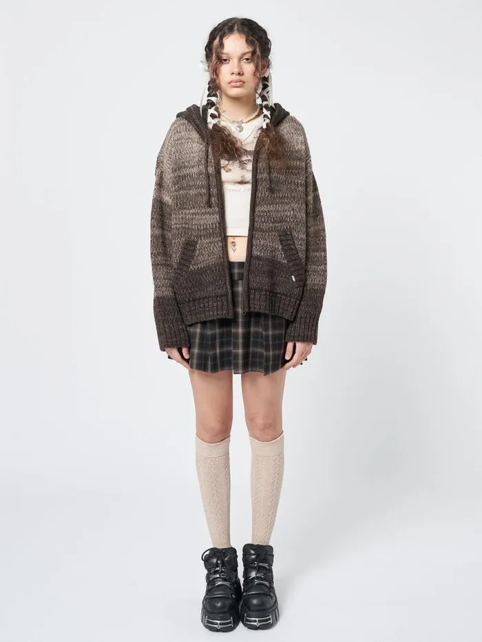 Women Minga London Sweaters and Hoodies Oyster Zip Up Hood Knit Cardigan