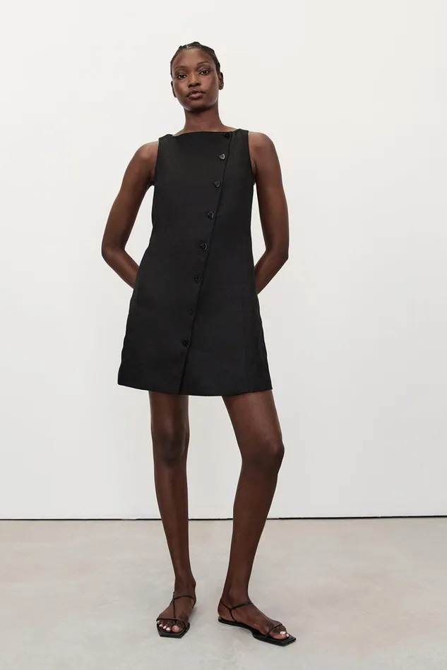 Women Mini Dresses DISSH TOMMY BLACK LINEN MINI DRESS