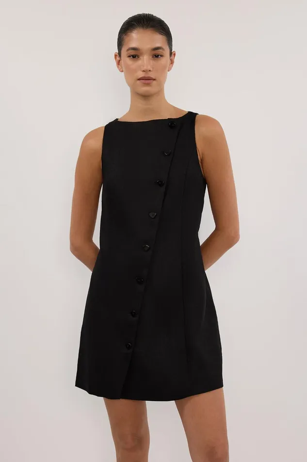Women Mini Dresses DISSH TOMMY BLACK LINEN MINI DRESS