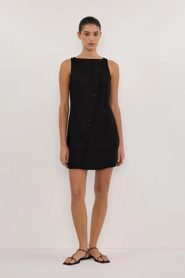 Women Mini Dresses DISSH TOMMY BLACK LINEN MINI DRESS