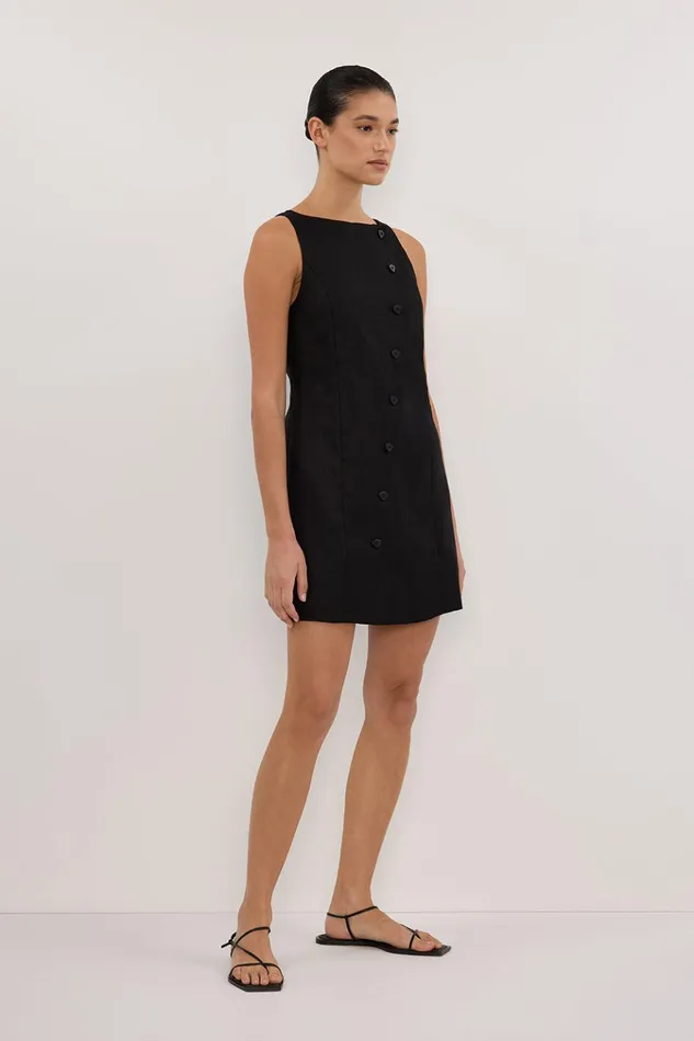 Women Mini Dresses DISSH TOMMY BLACK LINEN MINI DRESS