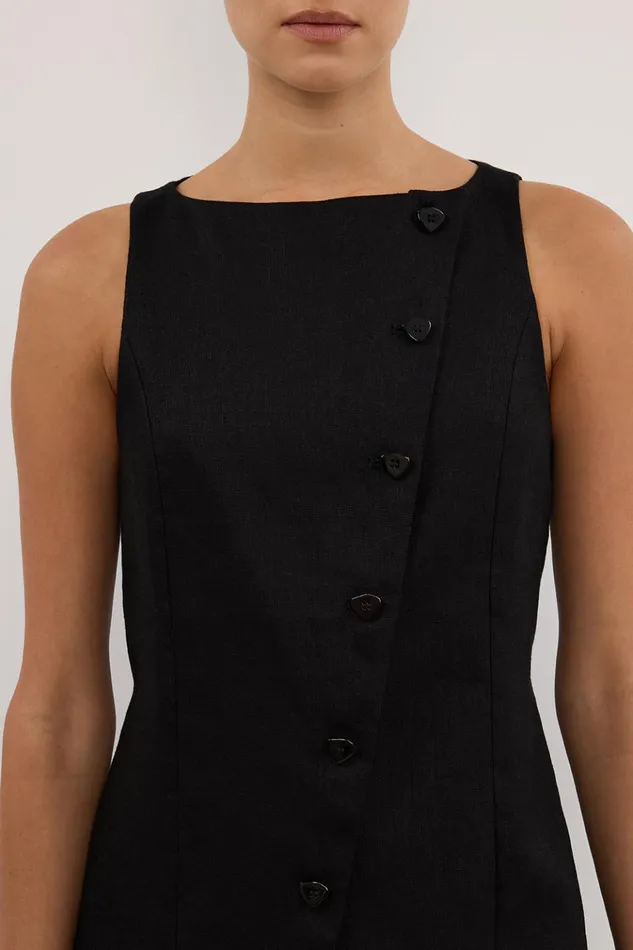 Women Mini Dresses DISSH TOMMY BLACK LINEN MINI DRESS