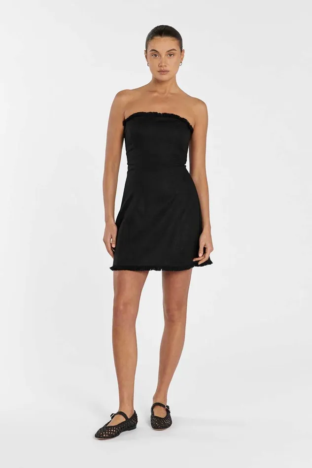 Women Mini Dresses DISSH ZAHARA BLACK FRINGED MINI DRESS