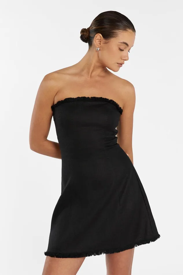 Women Mini Dresses DISSH ZAHARA BLACK FRINGED MINI DRESS