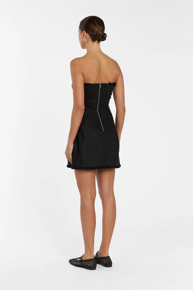 Women Mini Dresses DISSH ZAHARA BLACK FRINGED MINI DRESS