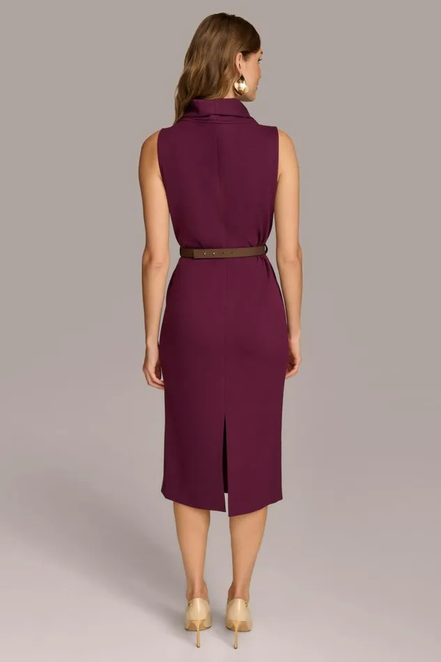 Women MOCK NECK MIDI DRESS WITH BELT Elderberry Donna Karan New York Dresses And Jumpsuits Women MOCK NECK MIDI DRESS WITH BELT Elderberry Donna Karan New York Dresses And Jumpsuits
