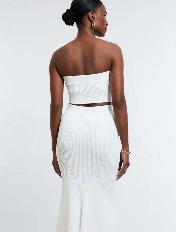 Women Nova Strapless Knit Crop Top Gardenia BCBG Tops