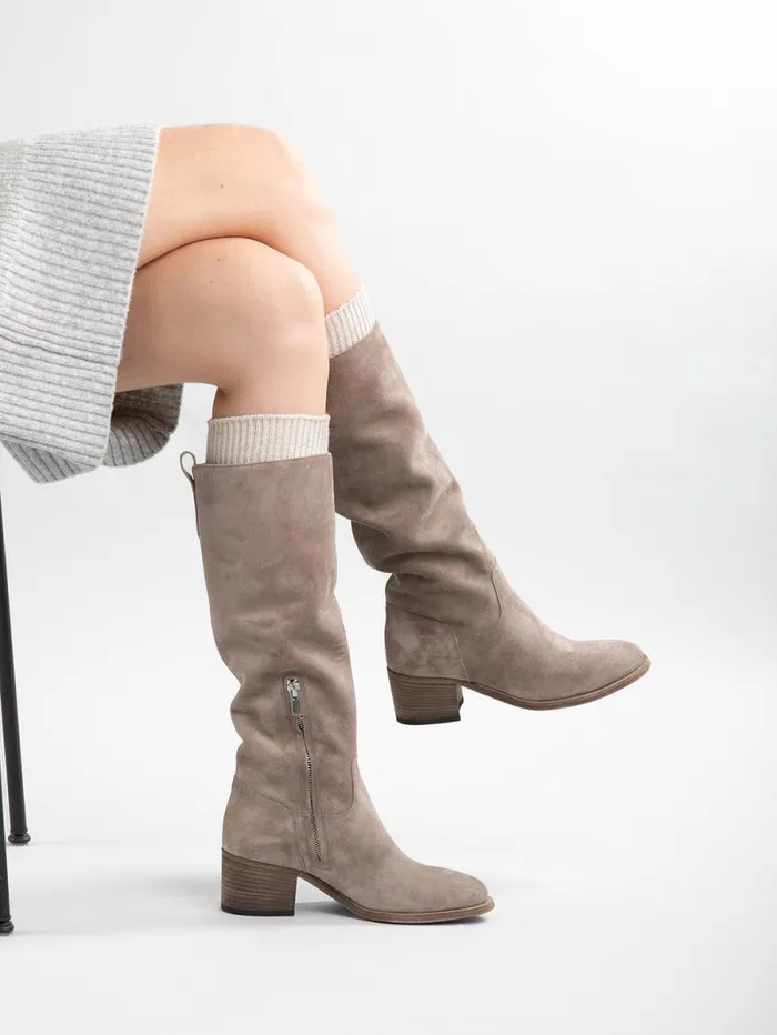Women Officine Creative Footwear DENNER 116 Gray Suede Zip Boots Women Officine Creative Footwear DENNER 116 Gray Suede Zip Boots