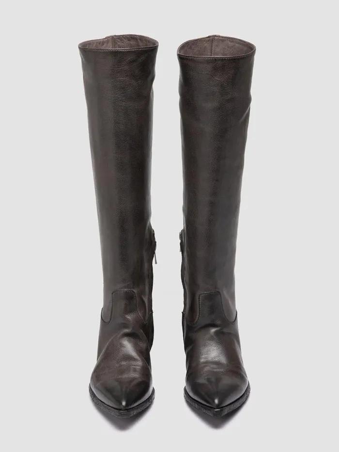 Women Officine Creative Footwear NOELIE DD 104 Gray Leather Pull On Boots Women Officine Creative Footwear NOELIE DD 104 Gray Leather Pull On Boots