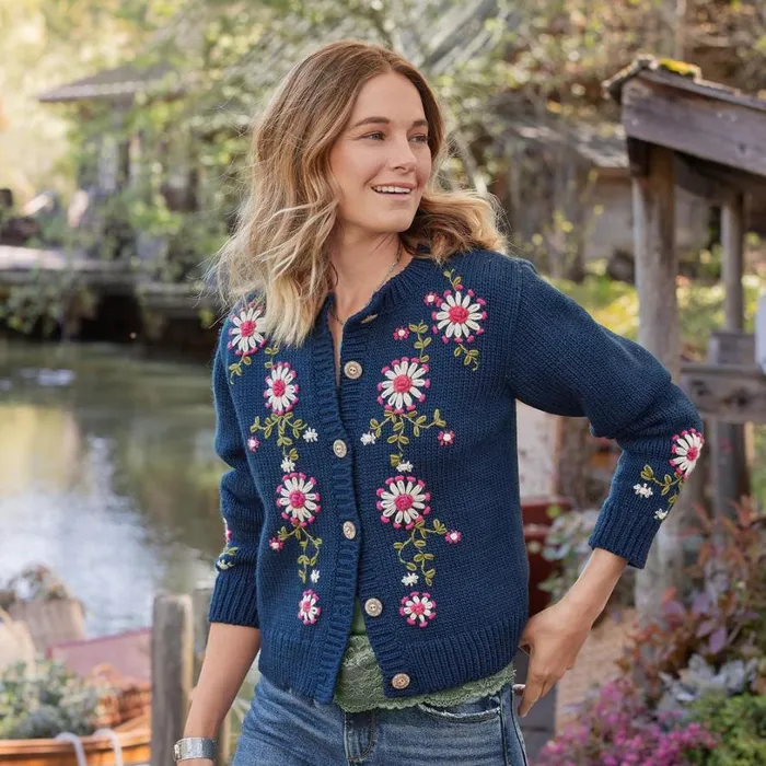 Women Olivia Cardigan Navy Sundance Catalog Sweaters