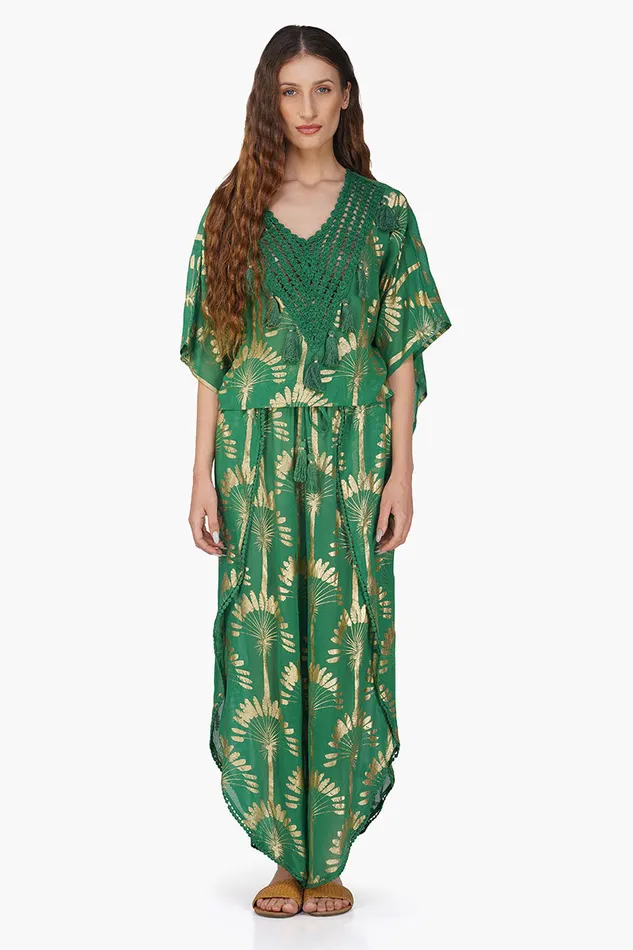 Women Pants America and Beyond Pine Green Palm Wrap Pants