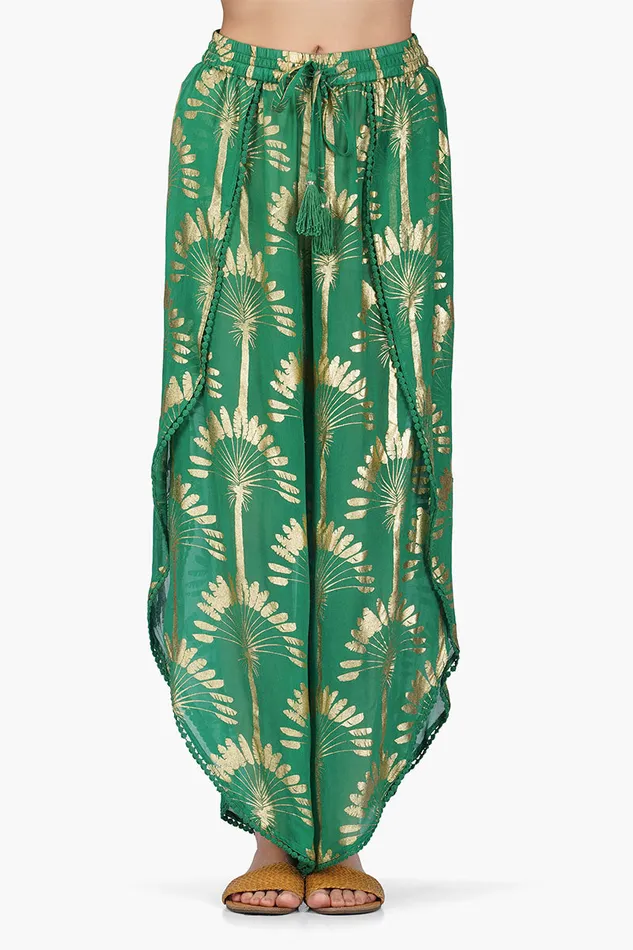 Women Pants America and Beyond Pine Green Palm Wrap Pants