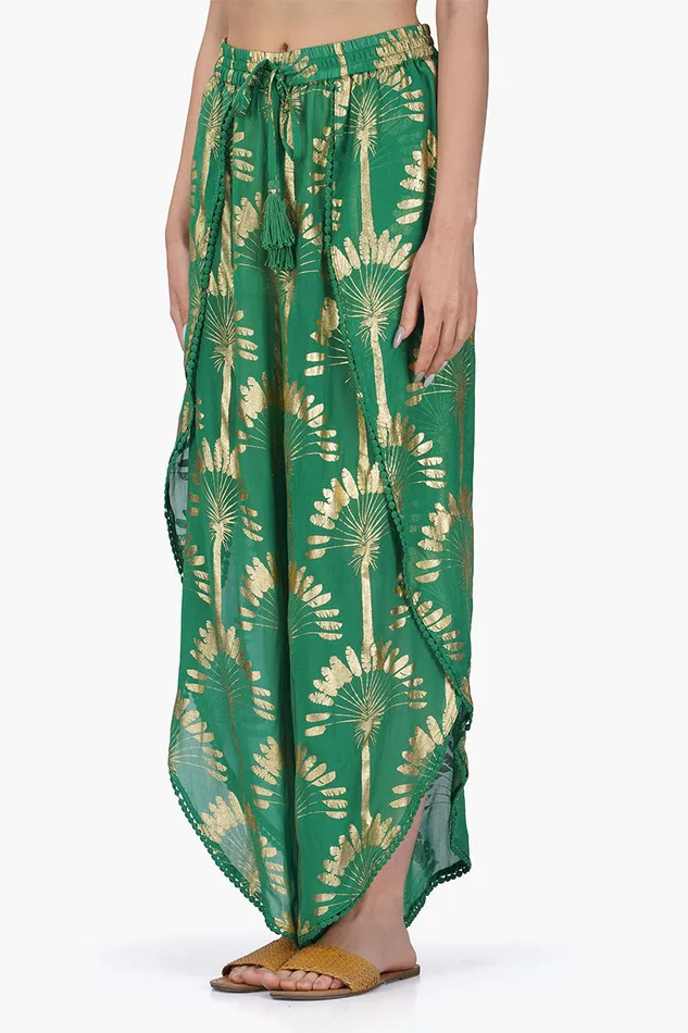 Women Pants America and Beyond Pine Green Palm Wrap Pants