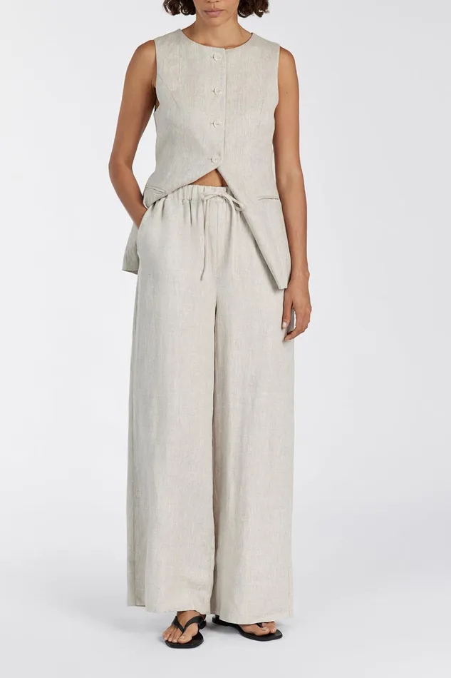 Women Pants DISSH GINA NATURAL LINEN WAIST PANT