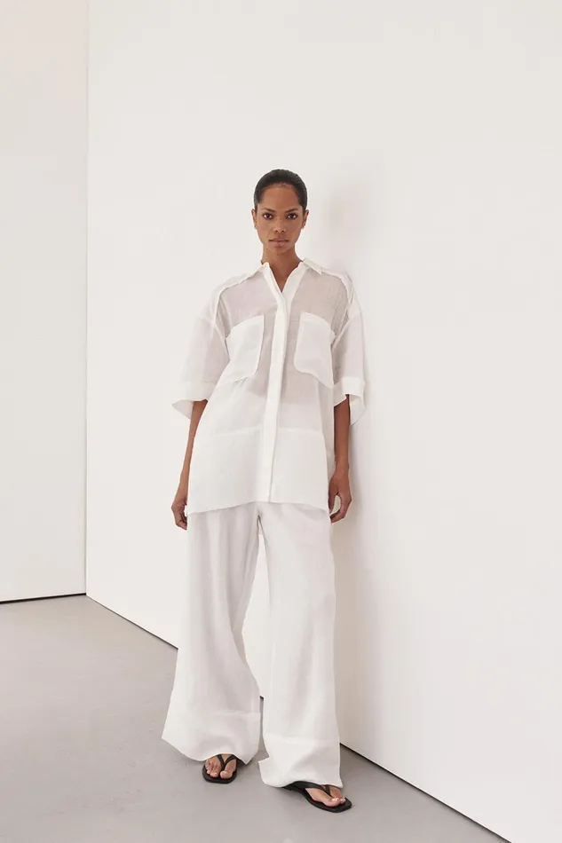 Women Pants DISSH KAI WHITE RAMIE RESORT PANT
