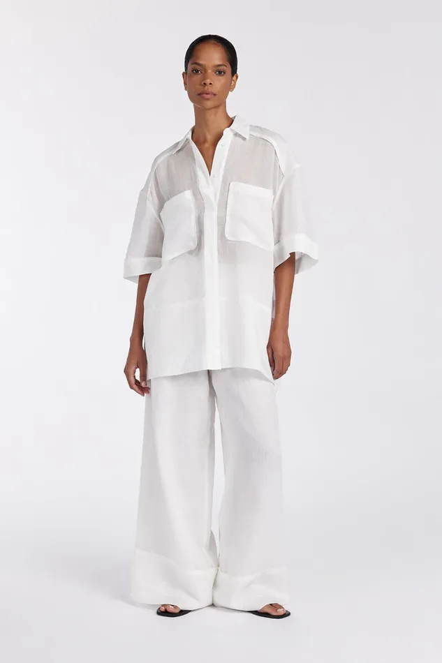 Women Pants DISSH KAI WHITE RAMIE RESORT PANT
