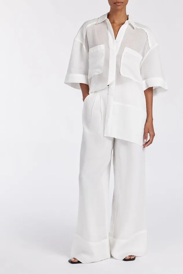 Women Pants DISSH KAI WHITE RAMIE RESORT PANT