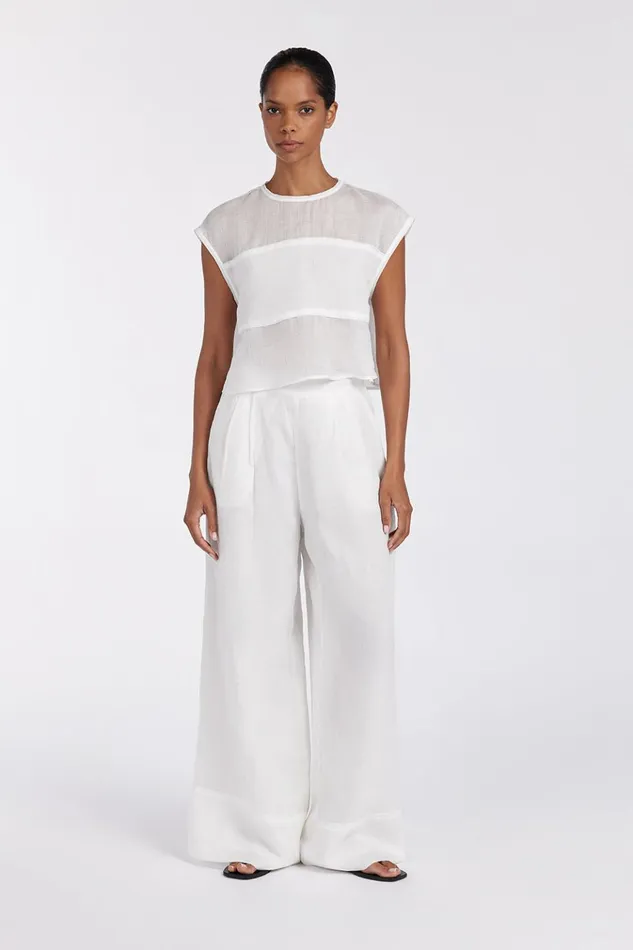 Women Pants DISSH KAI WHITE RAMIE RESORT PANT