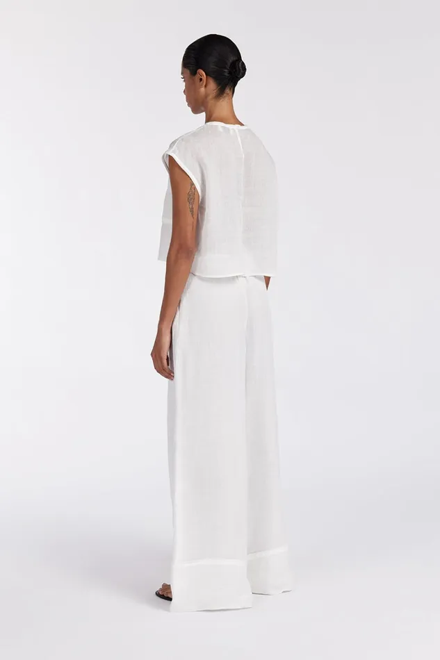 Women Pants DISSH KAI WHITE RAMIE RESORT PANT