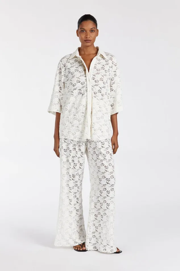 Women Pants DISSH LOULA WHITE LACE PANT